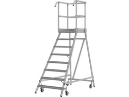 bordestrap,verrijdbaar,bordes H 1,95m,8treden m. R13-laag,aluminium