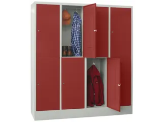 lockerkast,HxBxD 1850x1600x500mm,4x2vakken,RAL7035,front RAL3000 - 2