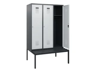 locker met bank,HxBxD 1950x1200x815mm,3vak,vak B 400mm,cilinderslot - 1