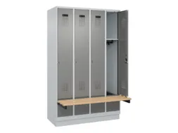 locker met bank,HxBxD 1950x1200x815mm,4vak,vak B 300mm,cilinderslot