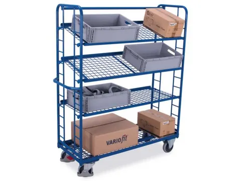 Variofit Etagewagen 400kg draagvermogen 4 etages 165x65cm Blauw