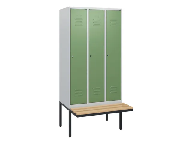 locker met bank,HxBxD 1950x900x815mm,3vak,vak B 300mm,cil.-slot