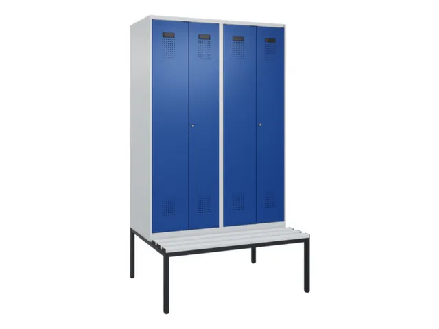 locker met bank,voor scheiding van kleding,HxBxD 2120x1200x815mm,4vak