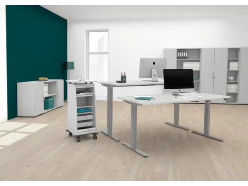 Elektrisch in hgte vst. zit-sta-bureau wit 650-1250x1600x800mm