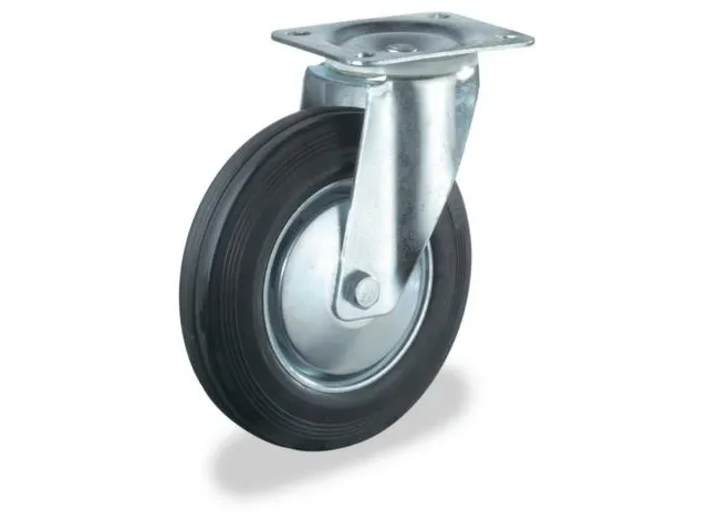 zwenkwiel,draagverm. 350kg,massief rubber-banden,ØxB 280x70mm,rollage