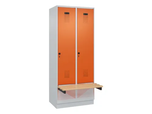 locker met bank,HxBxD 1950x800x815mm,2vak,vak B 400mm,draaigrendel