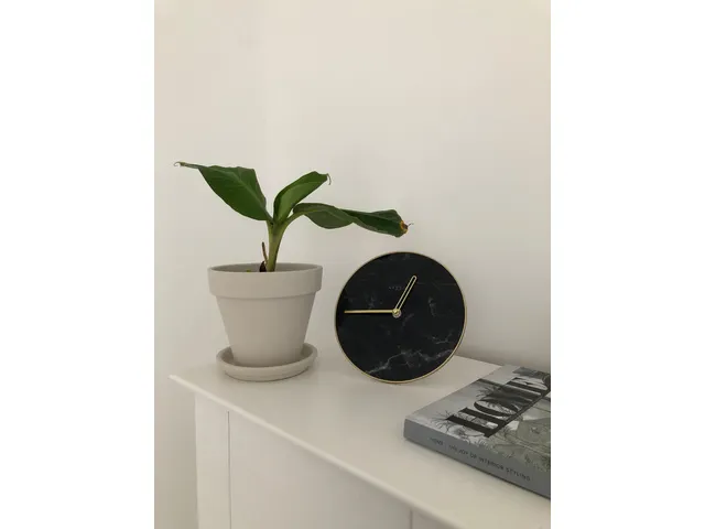 Tafelklok Nextime Marble Table dia 20cm glas zwart