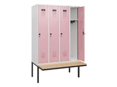 locker met bank,HxBxD 1950x1200x815mm,4vak,vak B 300mm,draaigrendel