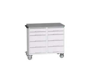 montagetafel 980x1050x600mm linoleumblad 10 laden duwbeugel RAL7035 - 1