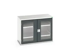 vitrinekast 800x1050x550mm 2xStalen bodem romp RAL7035 front RAL7016