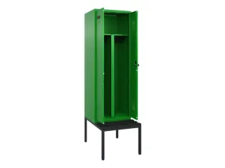 PBM-locker met bank,HxBxD 2120x600x815mm,2vak,vak B 300mm,draaigrendel - 1