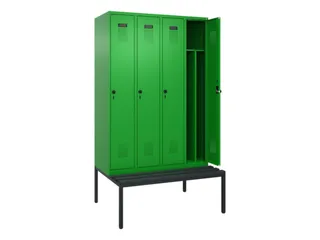 locker met bank,voor scheiding van kleding,HxBxD 2120x1200x815mm,4vak - 1