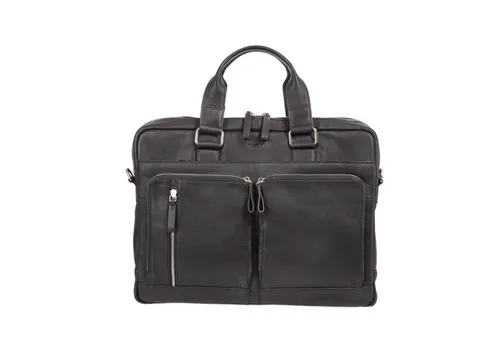 Laptop aktetas Alassio CAMPO. Zwart leer.