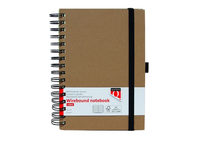Notitieboek Quantore A5 spiraal kraft lijn bruin