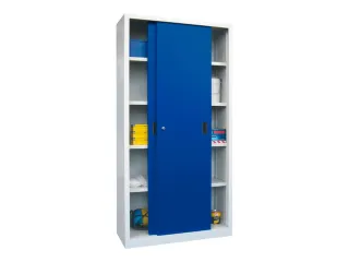 schuifdeurkast,HxBxD 1950x1000x400mm,RAL7035,front RAL5010 - 1