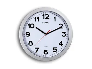 Wandklok MAUL Step Quartz Ø30x5cm kunststof zilver/wit stildraaiend - 1