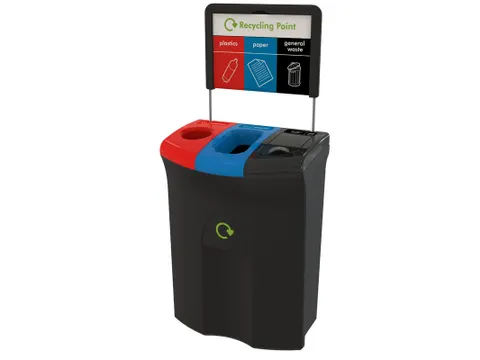 Recycling Unit Meridian 110 Liter Triple Hole/open/lift Zwart
