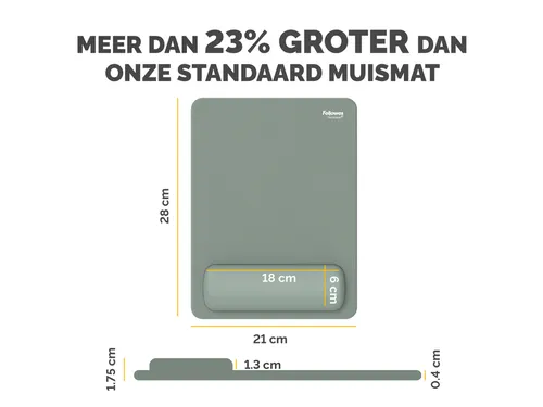 Muismat met polssteun Fellowes Breyta XL saliegroen 21x28cm