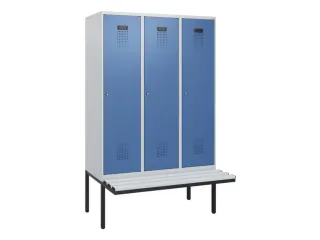 locker met bank,HxBxD 1950x1200x815mm,3vak,vak B 400mm,cilinderslot - 2