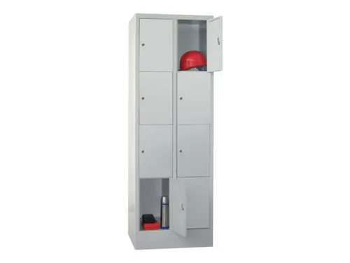 lockerkast,HxBxD 1850x600x500mm,2x4vakken,RAL7035,front RAL7035