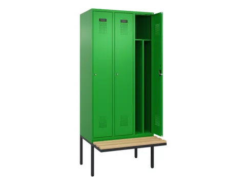 locker met bank,voor scheiding van kleding,HxBxD 2120x900x815mm,3vak
