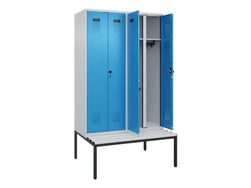 locker met bank,voor scheiding van kleding,HxBxD 2120x1200x815mm,4vak