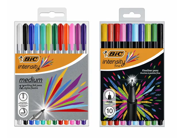 Fineliner en viltstiften BIC Intensity fine & medium display à 48 stu