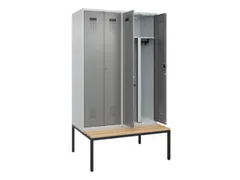 PBM-locker met bank,HxBxD 2120x1200x815mm,4vak,vak B 300mm