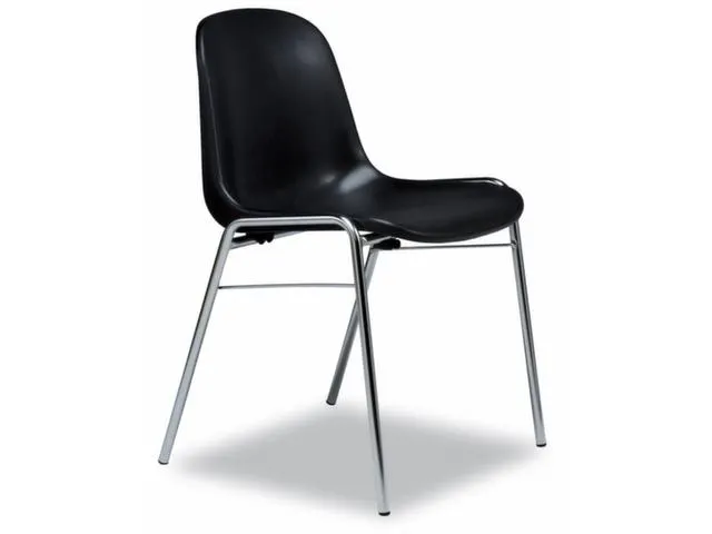 Kunststof Kuipstoelen Zwart Ronde Buis Verchroomd Ø 20Mm Stapelbaar