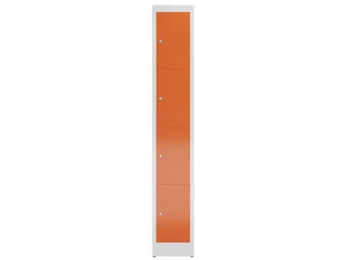 Lockerkast 1800x310x500mm 1x4 vakken cilinderslot, sokkel, RAL3000