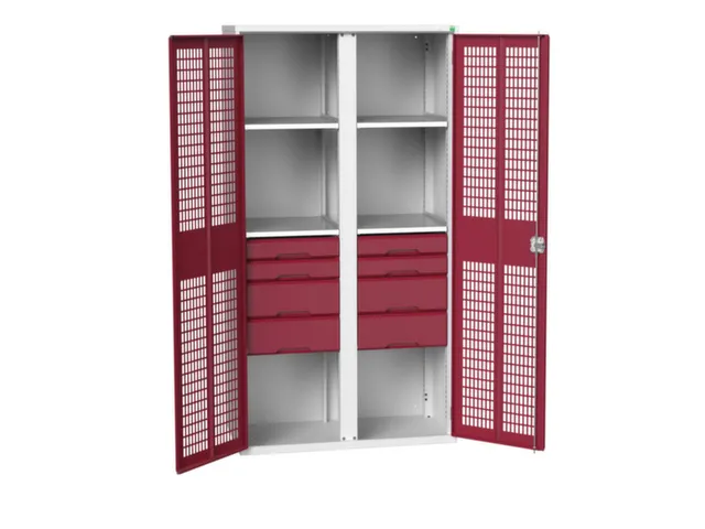 universele kast,HxBxD 2000x1050x550mm,4xStalen bodem,8lade(n)