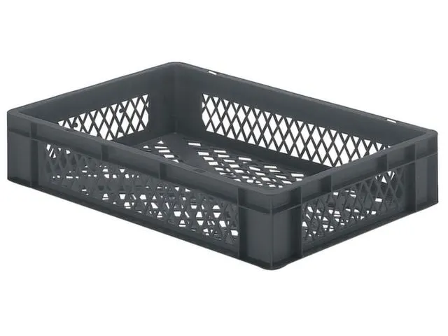 Euronorm-stapelbak 22l 120x600x400mm Wanden/bodem Opengewerkt Grijs