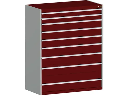ladekast 1600x1300x650mm 9laden zware lasten RAL7035 front RAL3004