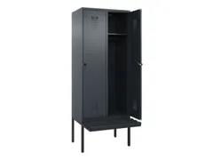 locker met bank,HxBxD 2120x800x815mm,2vak,vak B 400mm,draaigrendel