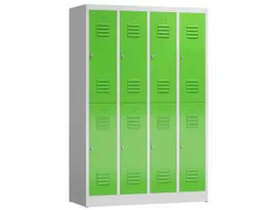 Dubbeldekse garderobekast 1800x1185x500mm 4x2vak klink RAL7035 RAL6018