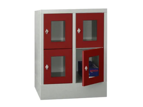 lockerkast,HxBxD 855x600x500mm,2x2vakken,RAL7035,front RAL3000