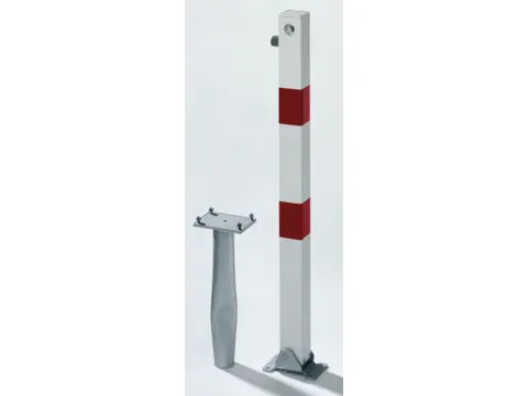 Afzetpaal Vierkant 70x70mm Omlegbaar Cilinderslot Wit/Rood