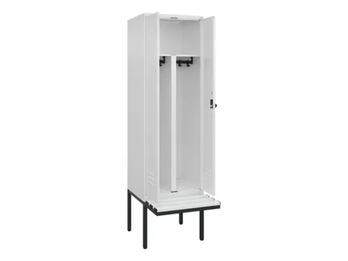 PBM-locker met bank,HxBxD 2120x600x815mm,2vak,vak B 300mm,draaigrendel
