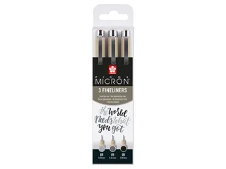 Fineliner Sakura Pigma Micron 05 set zwart & grijs 3 maten - 2