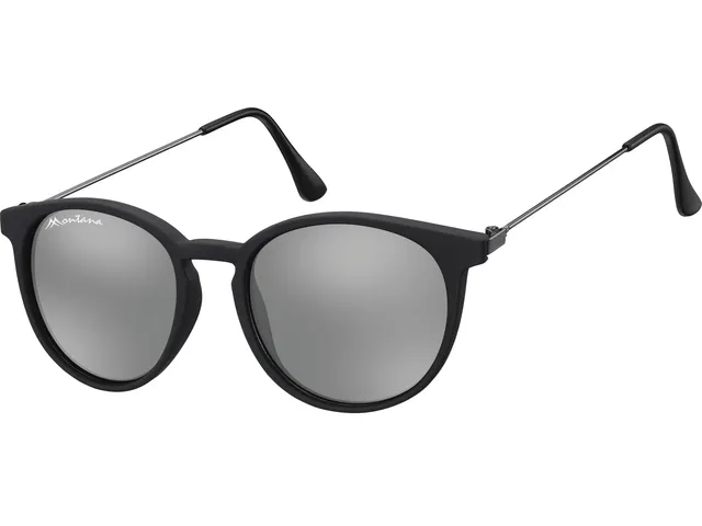 Zonnebril Montana met Revo rond spiegelglas mat zwart