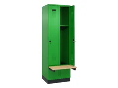 locker met bank,HxBxD 1950x600x815mm,2vak,vak B 300mm,draaigrendel
