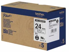Tape Brother HGE651V5 Zwart op geel 24mm