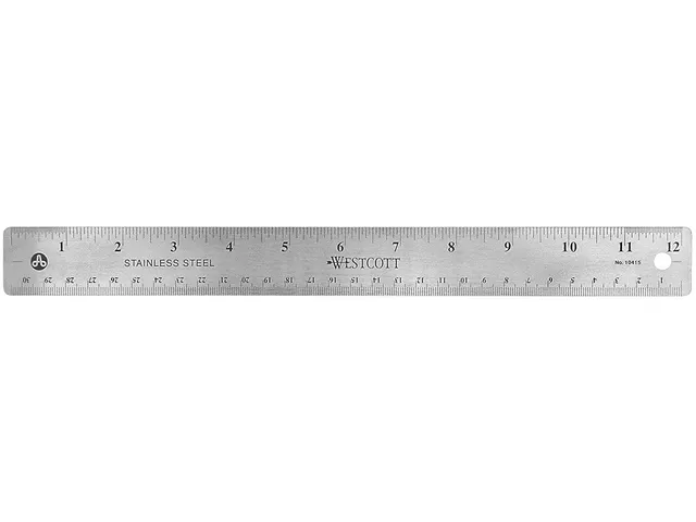 Liniaal Westcott 30cm RVS met anti slip