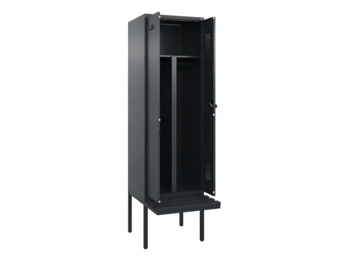 PBM-locker met bank,HxBxD 2120x600x815mm,2vak,vak B 300mm,draaigrendel