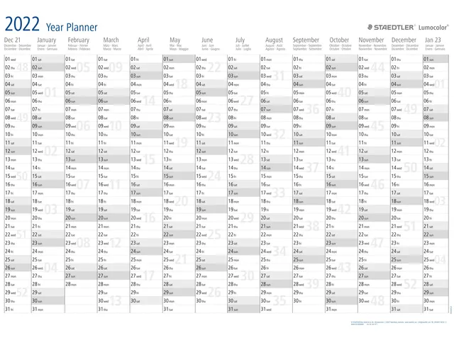 Jaarplanner 2027 Staedtler Lumocolor 84x60cm oprolbaar