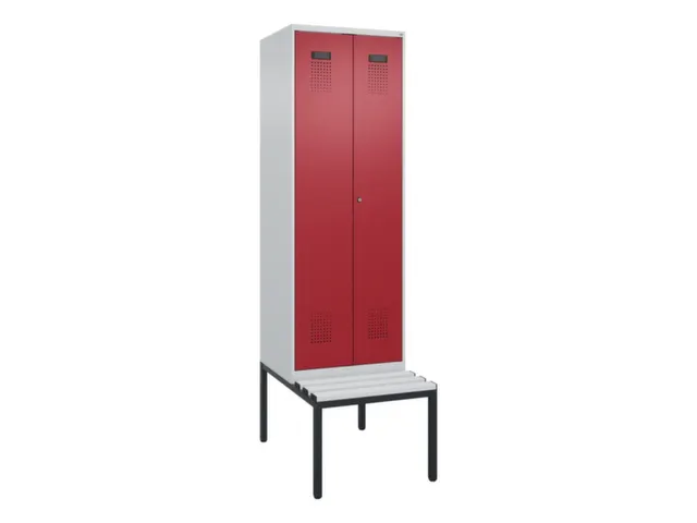 locker met bank,voor scheiding van kleding,HxBxD 2120x600x815mm,2vak
