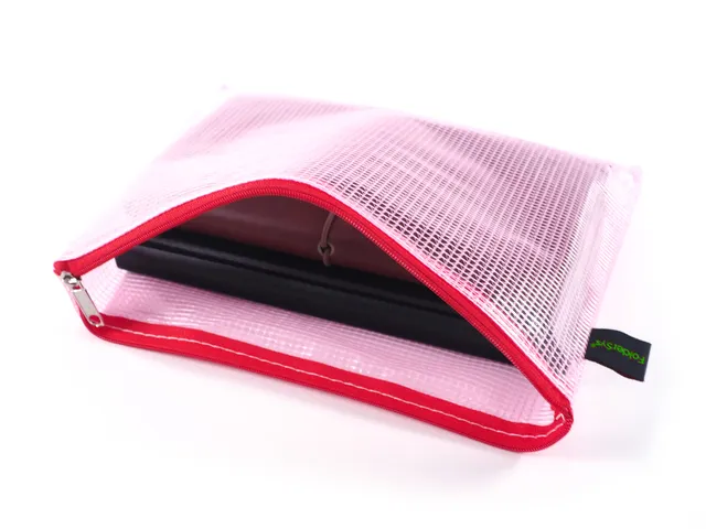etui A5 PVC-vrij rood transparant met ritssluiting