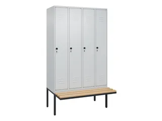 locker met bank,HxBxD 2120x1200x815mm,4vak,vak B 300mm,draaigrendel - 1