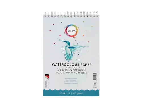 Aquarelblok Qrea A5 20 vel 200gr spiraal