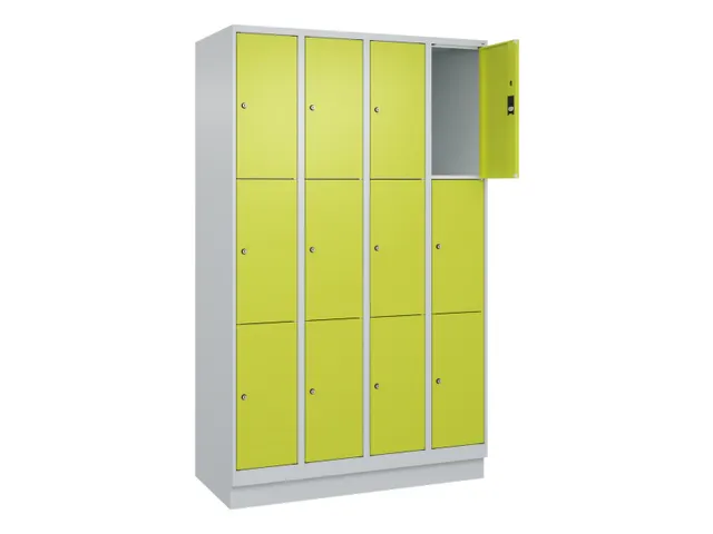 lockerkast,HxBxD 1950x1200x500mm,4x3vakken,vak B 300mm,cil.-slot